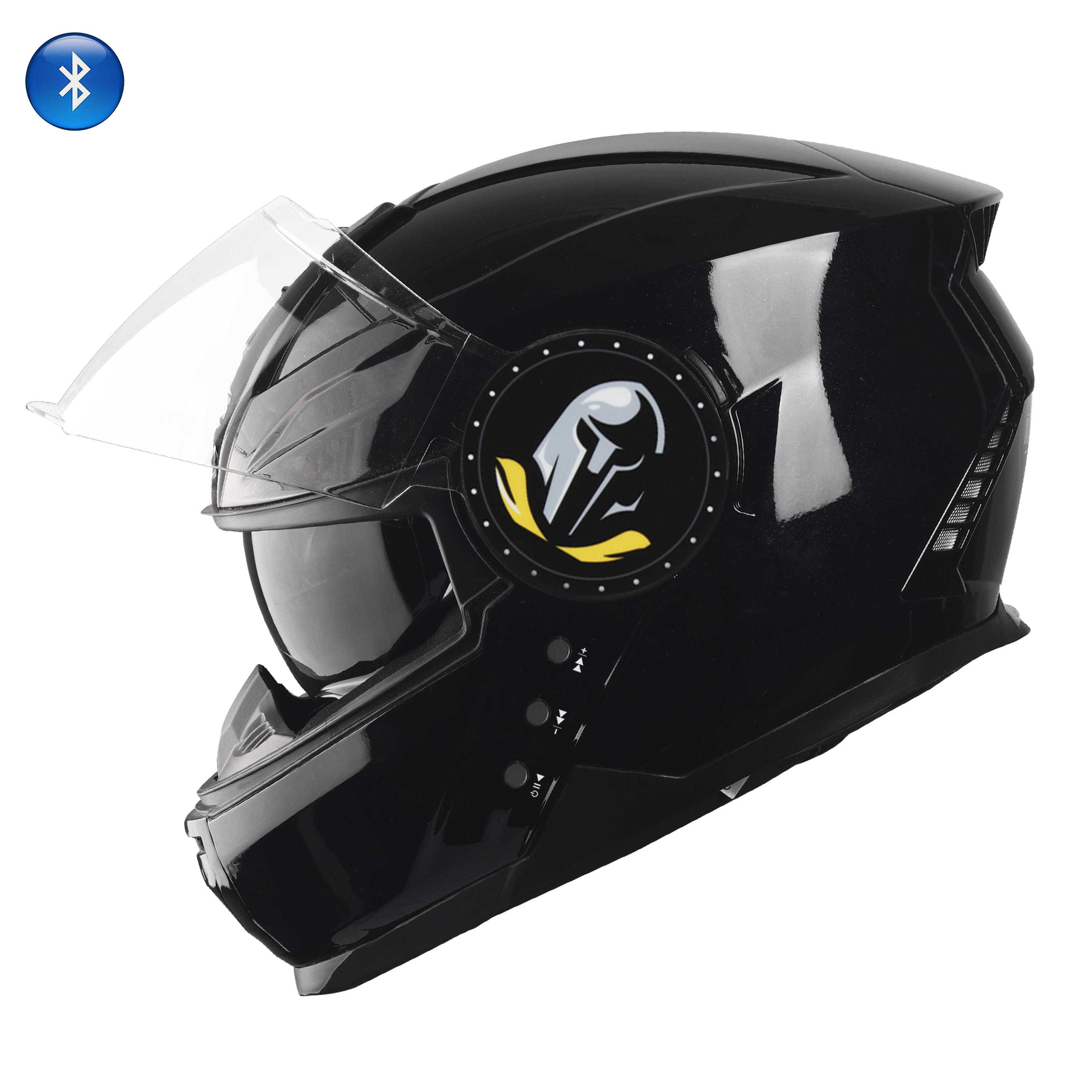 Steelbird Bluetooth Full Face ISI Certified Helmet For Men With Inner Smoke Sun Shield | SBH-40 7Wings (Matt Black)